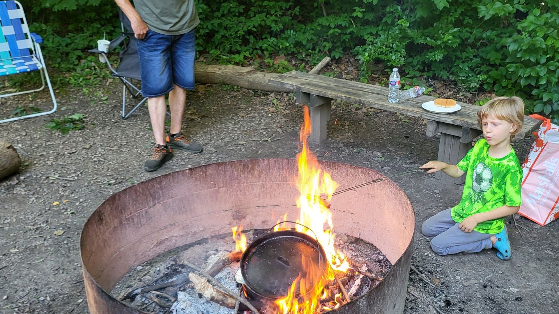 Scouts around a campfire